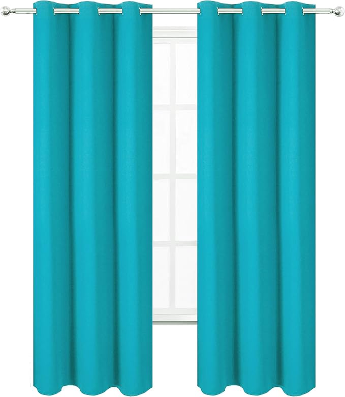 Teal Thermal Blackout Curtains/42 x 95 Inch/Set of 2 Panels Room Darkening - Image 2