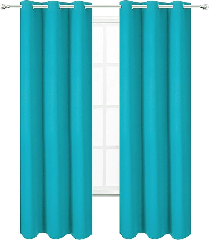 Teal Blackout Curtains 34 x 84 Inch Length/Set of 2 Curtain Panels/Thermal - Image 2