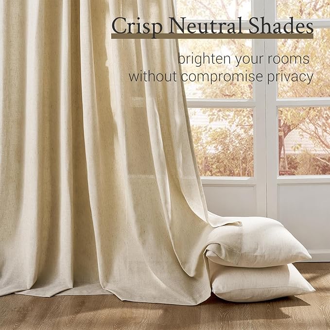 Topfinel Natural Linen Pinch Pleated Curtains 84 Inch Length 1 Panels - Image 7