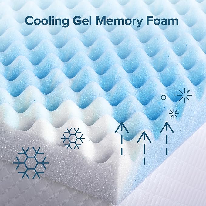 ZINUS 3 Inch Swirl Gel Cooling Memory Foam Mattress Topper, Smaller, More Convenient WonderBox Packaging, Cooling, Airflow Design, CertiPUR-US Certified, Full