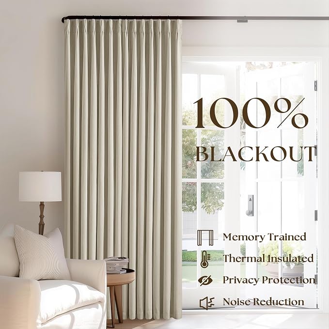 Burlywood Birch Black Out Pleated Linen Curtains 102 Inches Long 2 Panels | 2 - Image 3