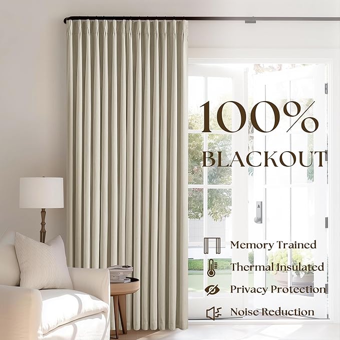 Burlywood Birch 100% Blackout Pinch Pleated Linen Curtains 105 Inches Long | - Image 3