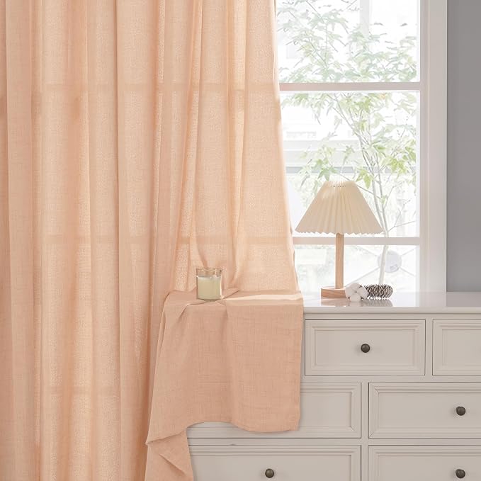 YoungsTex Peach Linen Curtains 45 Inches Long - Image 9