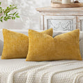 MIULEE Decorative Lumbar Throw Pillow Covers 12x20 in Mustard Yellow 2 Pack | by MIULEE