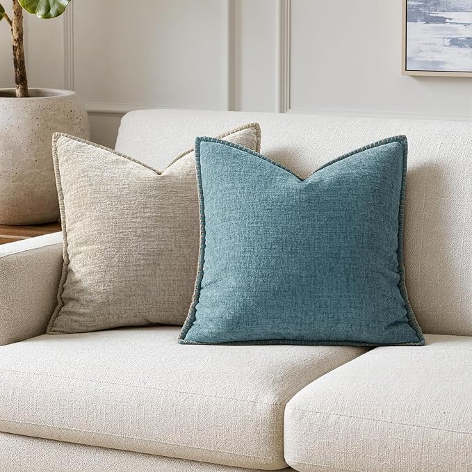 MIULEE Decorative Couch Throw Pillow Covers 18x18 Inch Smoke Blue 2 Pack | - Image 4