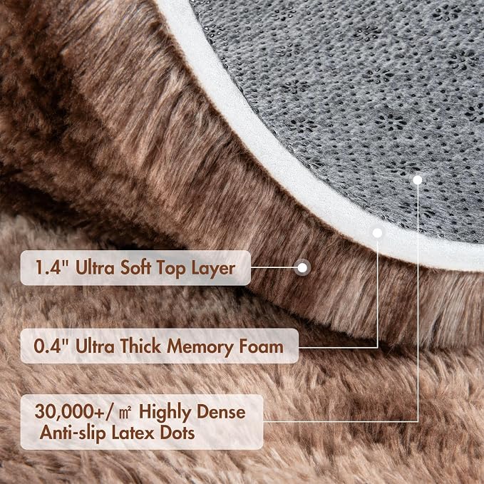 5x8 Ft Shag Brown Area Rug for Bedroom Living Room, Tie-Dyed Ultra Soft Fluffy - Image 7