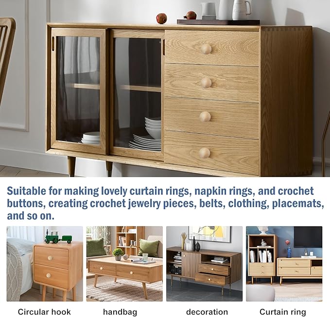 FoDau770 30pcs Unfinished Wood Knobs, Round Ball Cabinet Knobs Vintage Drawer Pulls, Natural Wooden Cabinet Hardware for Furniture Drawer Dresser Wardrobe Cupboard - 1-1/2" Diameter
