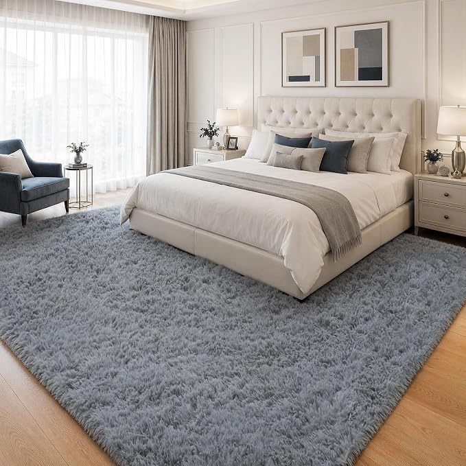 PLHXFR 6x9 Area Rugs Living Room: Fluffy Bedroom Rug Shag Carpet Grey | Upgrade - Image 3