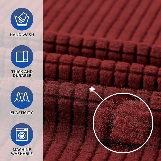 Stretch Oversized Couch Covers for Sofa Slipcover, Dark Red | 1-Piece Washable - Image 5