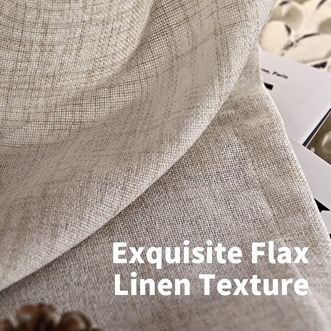 YoungsTex Natural Linen Curtains 63 Inch Length 2 Panel Linen Textured Curtains - Image 5