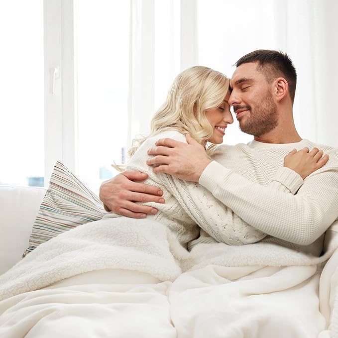Bedsure GentleSoft Sherpa Fleece Blankets King Size for Bed - Thick and Warm Throw for Women and Men, Soft Fuzzy Plush King Blanket for Winter, Cream, 108x90 Inches
