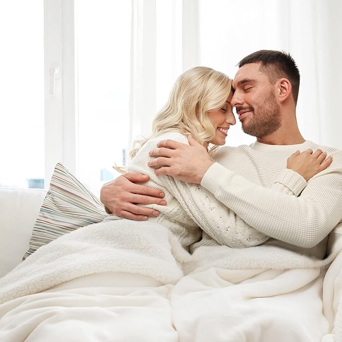 Bedsure GentleSoft Sherpa Fleece Throw Blanket for Couch - Thick and Warm Throw for Women and Men, Soft Fuzzy Plush Blanket for Winter, Cream, 50x60 Inches