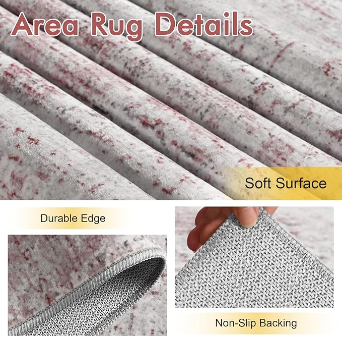 2x6 Ft Washable Runner Rug, Non-Slip Low Pile Hallway Kitchen Area Rug - Image 6