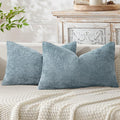 MIULEE Decorative Lumbar Throw Pillow Covers 12x20 Inch Coastal Blue 2 Pack | by MIULEE
