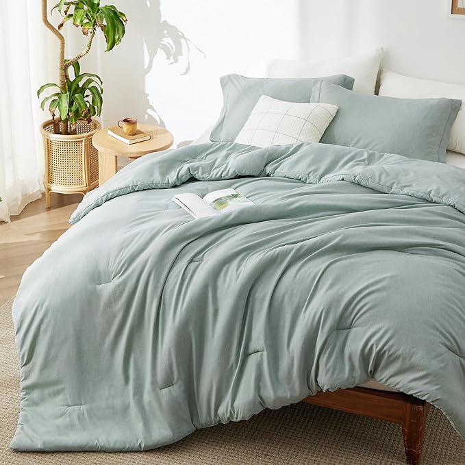 Bedsure Full Comforter Set - Mint Green Soft Bedding for All Seasons, Cationic Dyed Bed Set, 3 Pieces, 1 Full Size Comforter (82"x86") and 2 Pillow Shams (20"x26"+2")