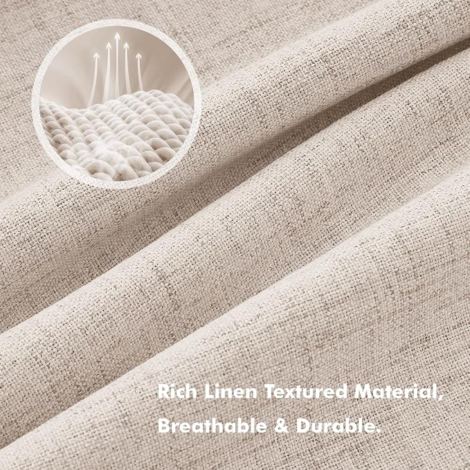 MIULEE 100% Blackout Linen Curtains 42 x 84 Inch Natural 2 Panels | Thermal - Image 3