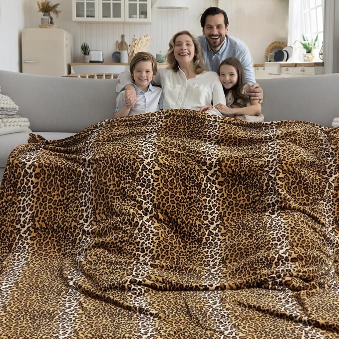 Edenleaf Fleece King Size Super Soft Cozy Leopard Print Blanket by Edenleaf