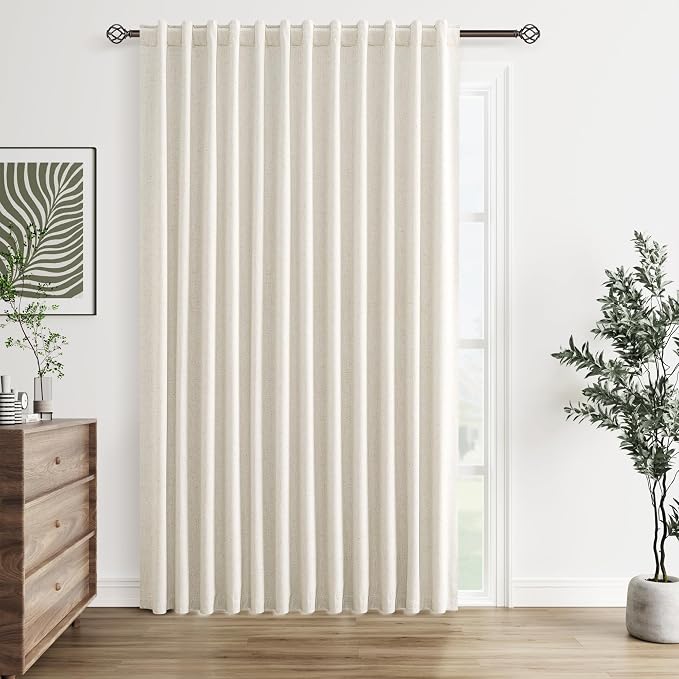 Extra Wide 100% Blackout Linen Curtains by Guken
