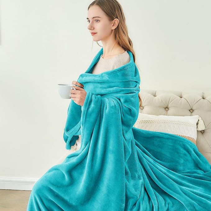 BEDELITE Fleece Blanket Soft Plush King Size Bed Blanket Peacock 108"x90" | - Image 8