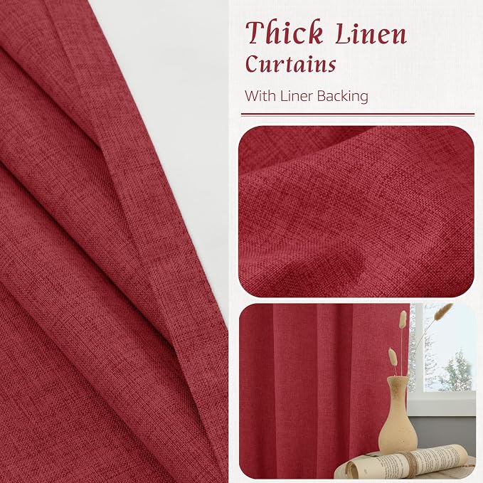 54 Inch Full Blackout Linen Window Curtains - Image 7