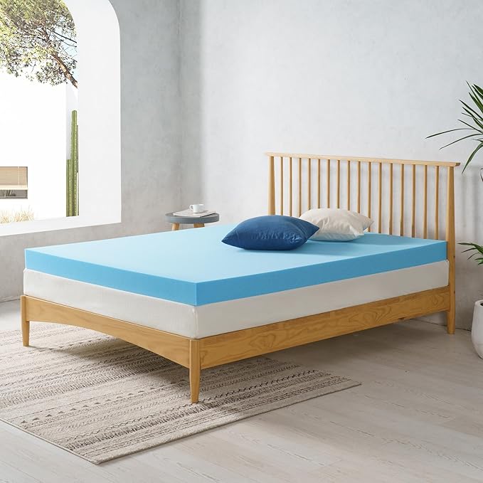 ZINUS 4 Inch Green Tea Cooling Gel Memory Foam Mattress Topper, Smaller, More Convenient WonderBox Packaging, Cooling Gel Foam, Pressure-Relieving Design, CertiPUR-US Certified, Queen