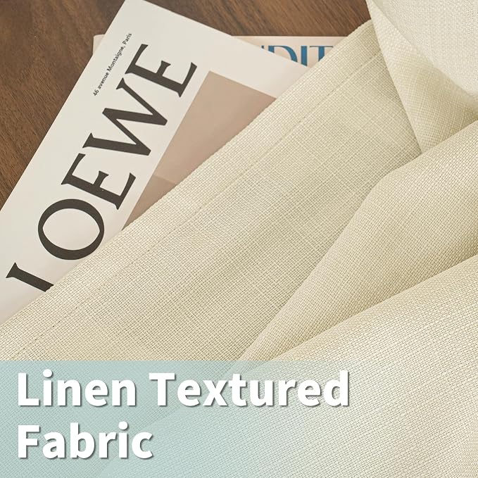 Beige Polyester Curtains 84 Inch Length - Image 2