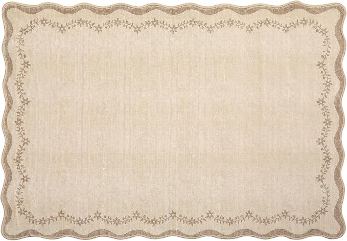 GarveeHome Scalloped Entryway Rug 2x3 Jute Washable Front Door Entry Rug | Tan - Image 8