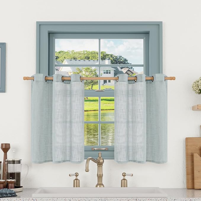 Short Linen Curtains 36 Inch Length by LAMIT