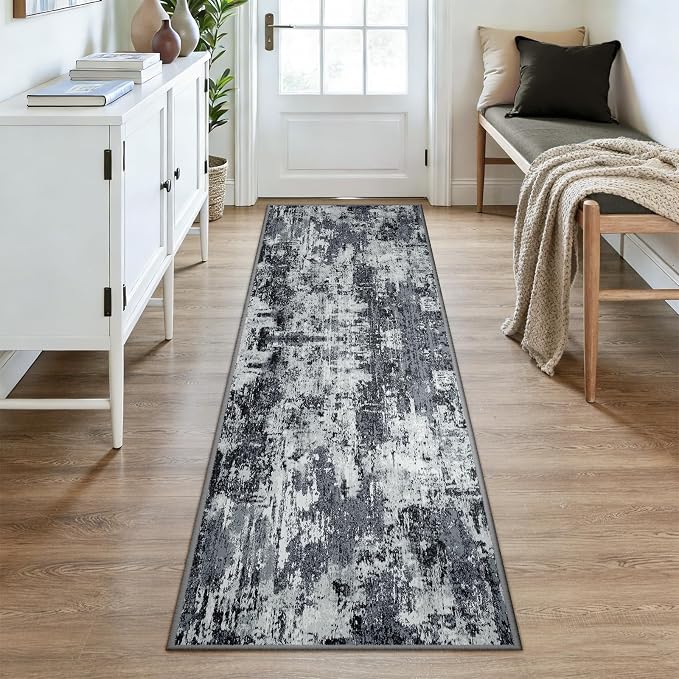 RELEANY Washable Runner 2'6"x8' Abstract Area Rug - Image 2