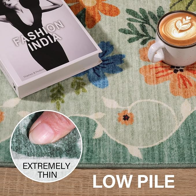DUKINO 6x9 Area Rugs, Floral Washable Rug - Image 6