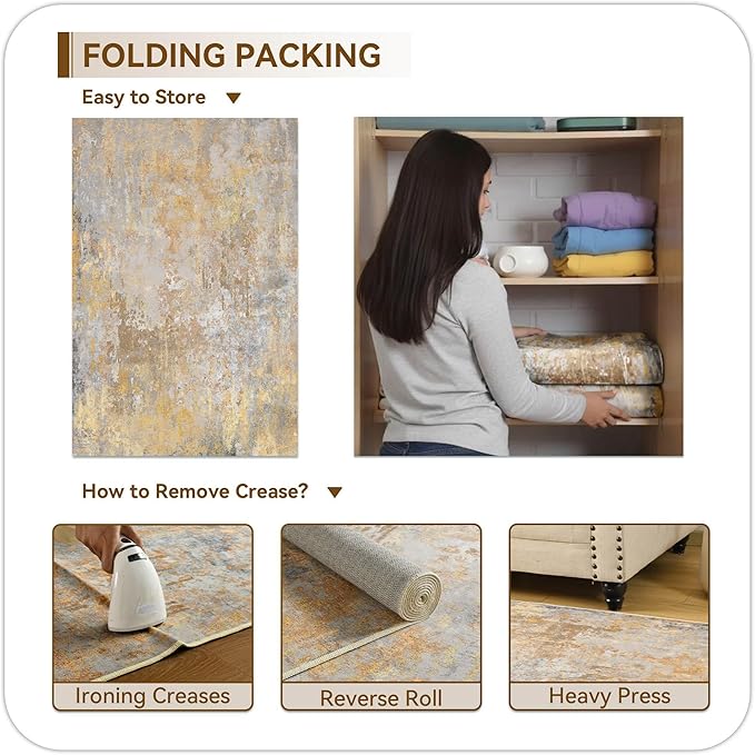 Beige Gold Entryway Rug 3x5 Door Mat Indoor Entrance 36x60, Washable Small - Image 7
