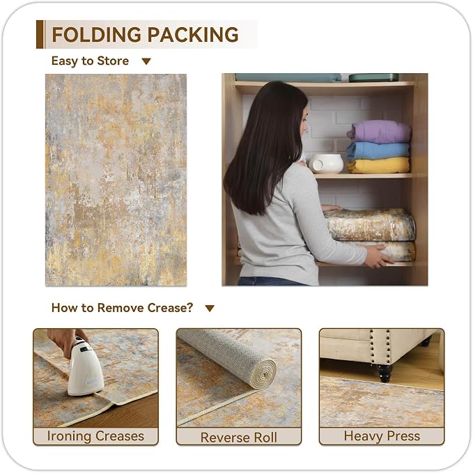 Beige Gold Rug Runners for Hallways Kitchen 2.6x8 Non Slip Washable Entryway - Image 8