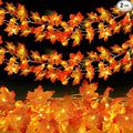 2 Pack Thanksgiving Decorations Fall Garland with Pumpkin Lights Fall Decorations for Home, Total 60 LED 20 Ft Maples Leaves Thanksgiving Lights Battery Operated Autumn Decor Indoor Outdoor Christmas