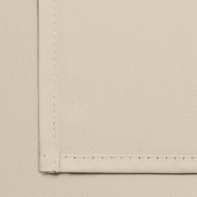 Yakamok Room Darkening Curtains 52x63 inch Length Cream Beige-Living Room | 2 - Image 6