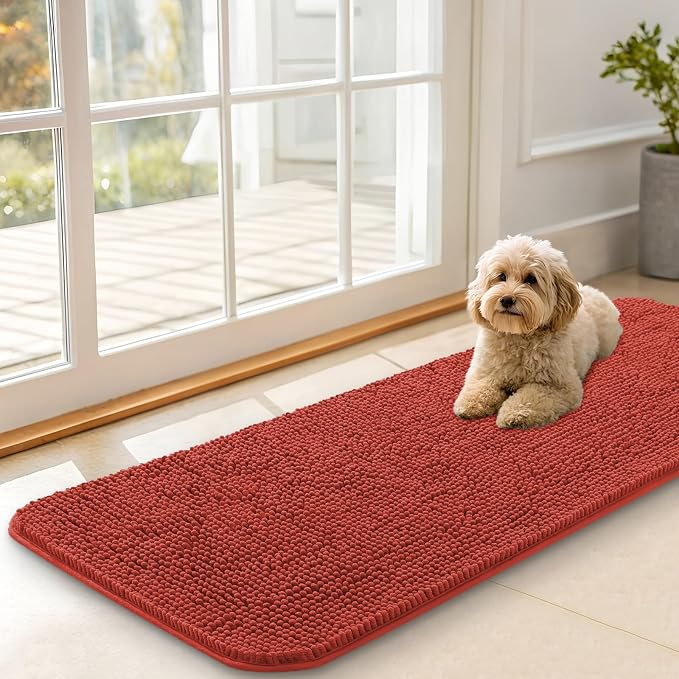 OLANLY Dog Door Mat for Muddy Paws 47x17, Super Absorbent Chenille Mud Mat | by OLANLY