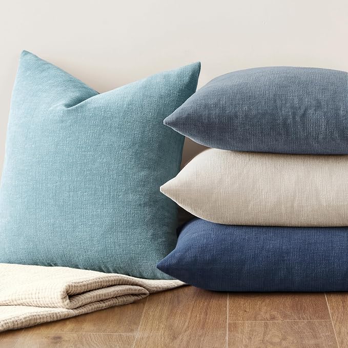 MIULEE Smoke Blue Chenille Couch Throw Pillow Covers, 18x18 | Set of 2 - Image 7