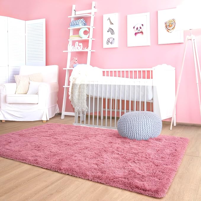 8x10 Extra Large Blush Fluffy Soft Area Rug Non-Slip - Image 7