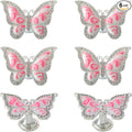 Butterfly Cabinet Knobs,6 Pieces Butterfly Knobs Single Hole Pulls Handles Decorative Door Cabinet Drawer Cupboard Furniture Door Wardrobe (Pink)