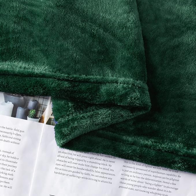 Forest Green Fleece Plush Throw Blanket 60"x80"for Couch Fuzzy Cozy Flannel | - Image 6
