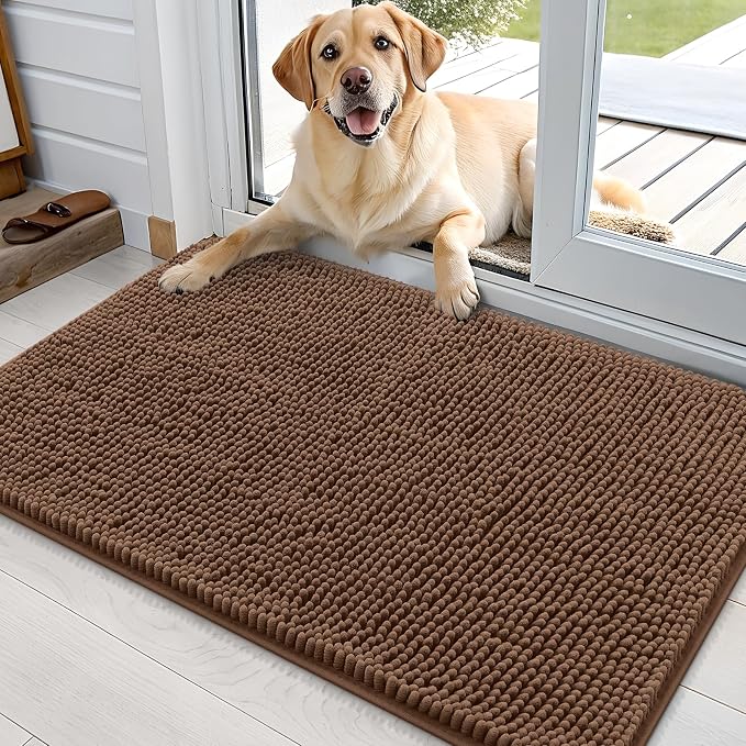OLANLY Dog Door Mat for Muddy Paws 35x24, Super Absorbent Chenille Mud Mat | by OLANLY