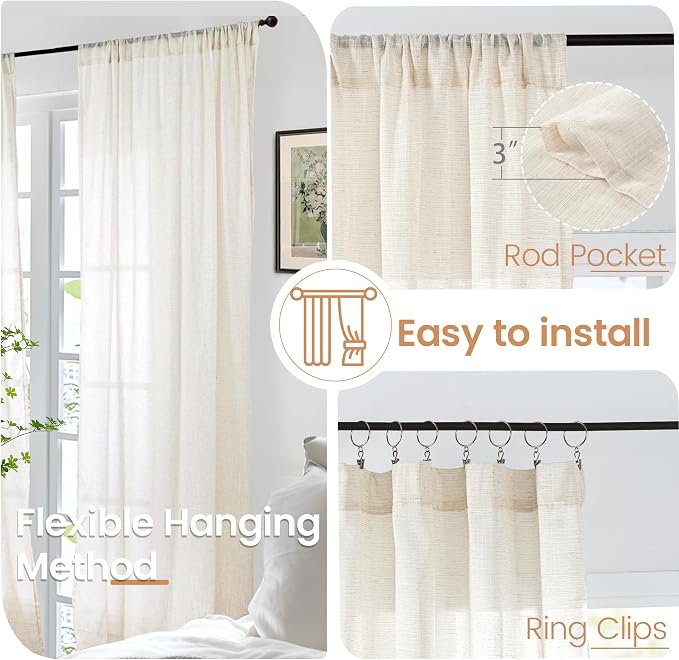 BGment Linen Curtains 102 Inches Long - Image 6
