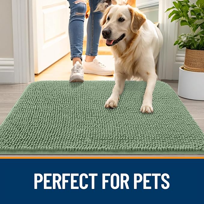OLANLY Dog Door Mat for Muddy Paws 40x32, Super Absorbent Chenille Mud Mat | - Image 6