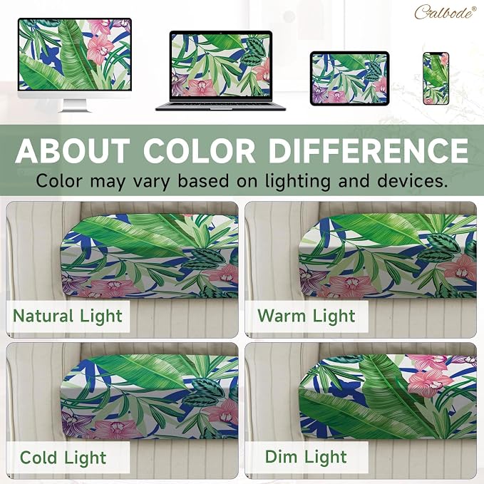CALBODE 14 Pcs Stretch Sofa Chair Seat Cushion Covers, Tropical Plant | Washable - Image 7