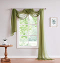 LinenZone Sage Green Window Scarf Valance in 288 Inch Size. Use Window Scarves as Canopy Bed or Backdrop Curtains, Curtain Scarf, or Sheer Fabric for Draping. (Amazing 55 x 288, Sage)
