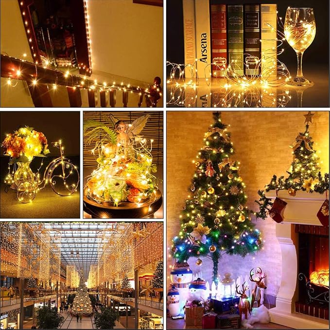 MUMUXI 32 Pack 7.2ft Fairy Lights Battery Operated, 20 LED String Lights Waterproof Copper Wire Starry Firefly LEDs for Wedding Party Jars Christmas Decorations Warm White