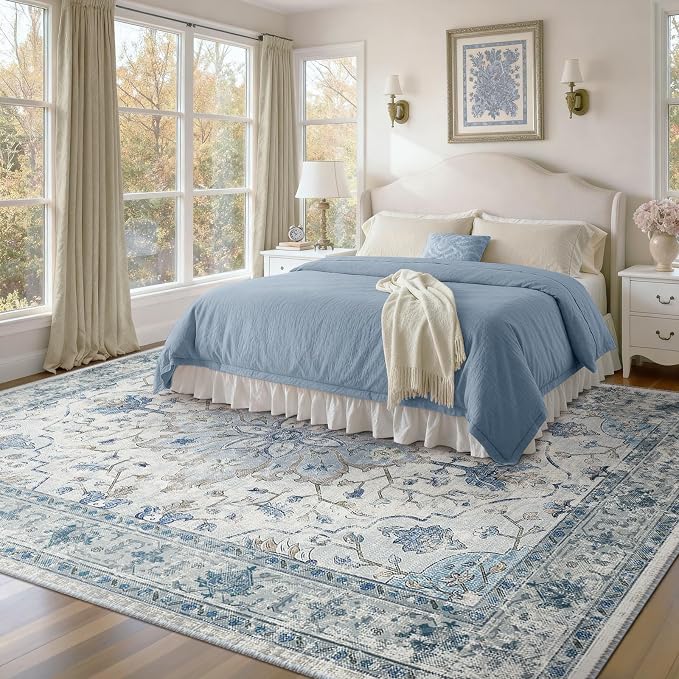 RELEANY Washable Area Rug, Water Repellent, Pet Friendly, Vintage Floral Boho - Image 2