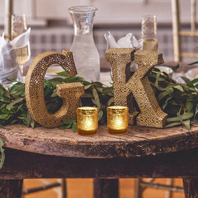 VOHO Gold Votive Candle Holders Set of 12, Gold Candle Holders Bulk for Wedding Table Centerpiece, Mercury Glass Tealight Candle Holder for Home Party Decoration (2.1'' x 2.6'', W/H)