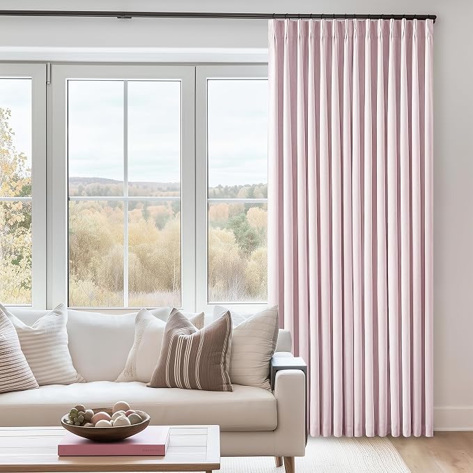Light Pink Linen 100% Black Out 120 Inch Curtains - Image 9