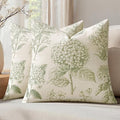 Set of 2 Decorative Floral Pillow Covers 18x18 Inch Sage Green | Neutral by SWANCOCO