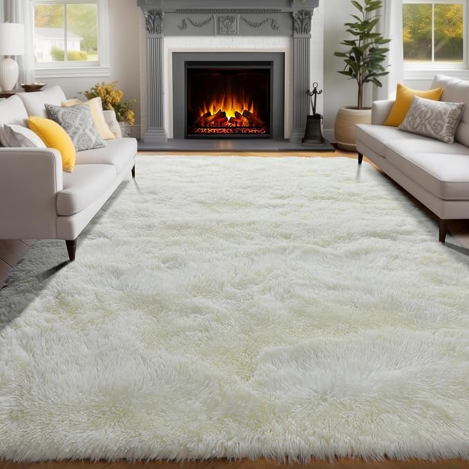 Fluffy Shag Area Rugs for Bedroom Living Room, Cream White Super Soft Fuzzy - Image 7